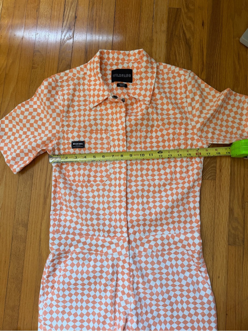 Wildfang Essential Optic Check Orange Checkered Coverall Jumpsuit Size XS - NWOT - Picture 10 of 13